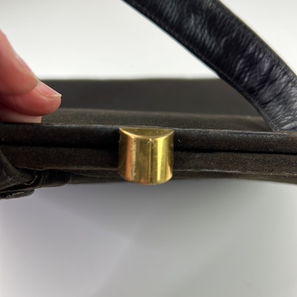 Vintage Classic Brown Brushed Suede Handbag - Picture 4 of 11